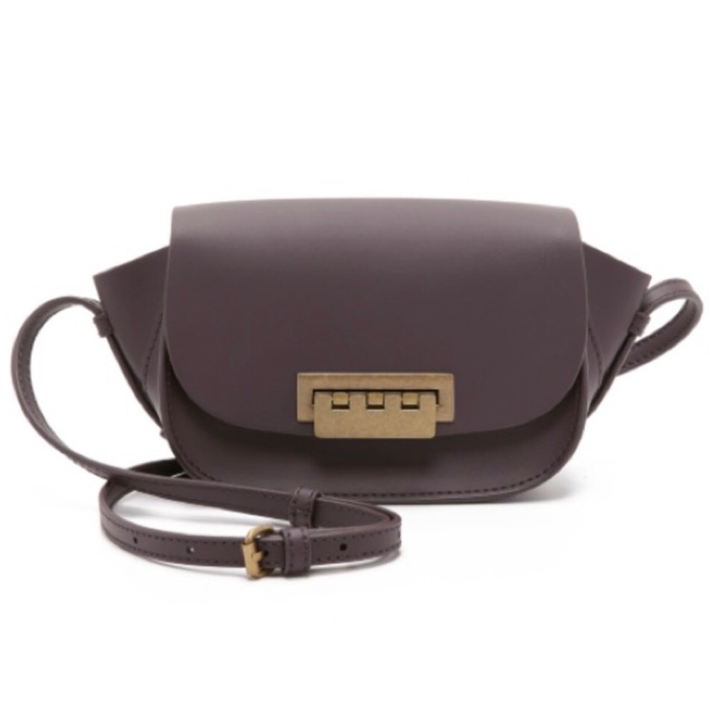 ZAC Zac Posen Eartha Iconic Accordion Leather Saddle Crossbody Purple Fall